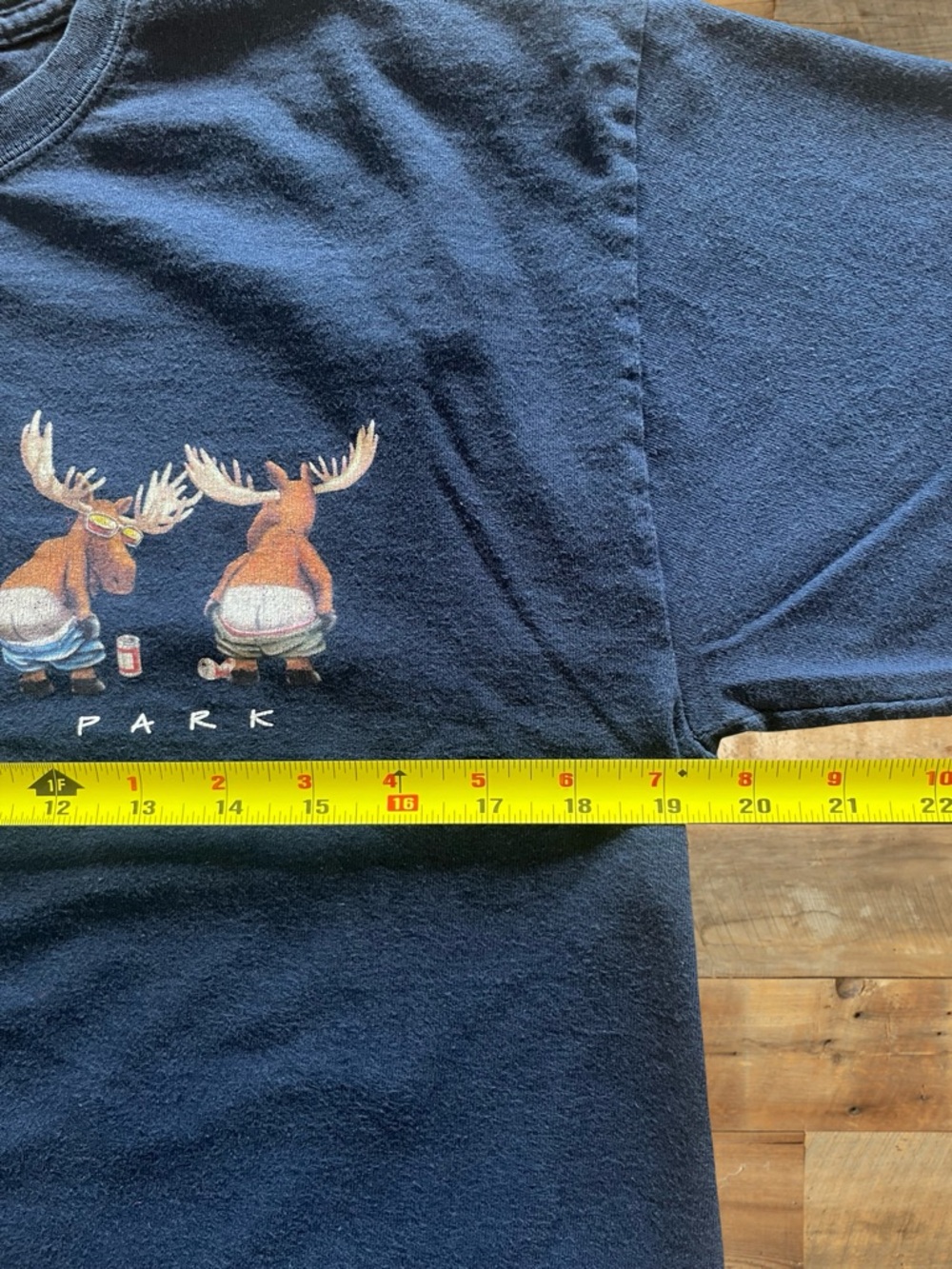 Algonquin Park Moose Graphic T Shirt Navy Blue Gildan Tagged Medium - Picture 7 of 8